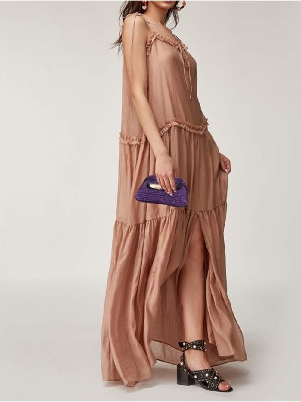 Fendi Purple Satin Borderline Clutch